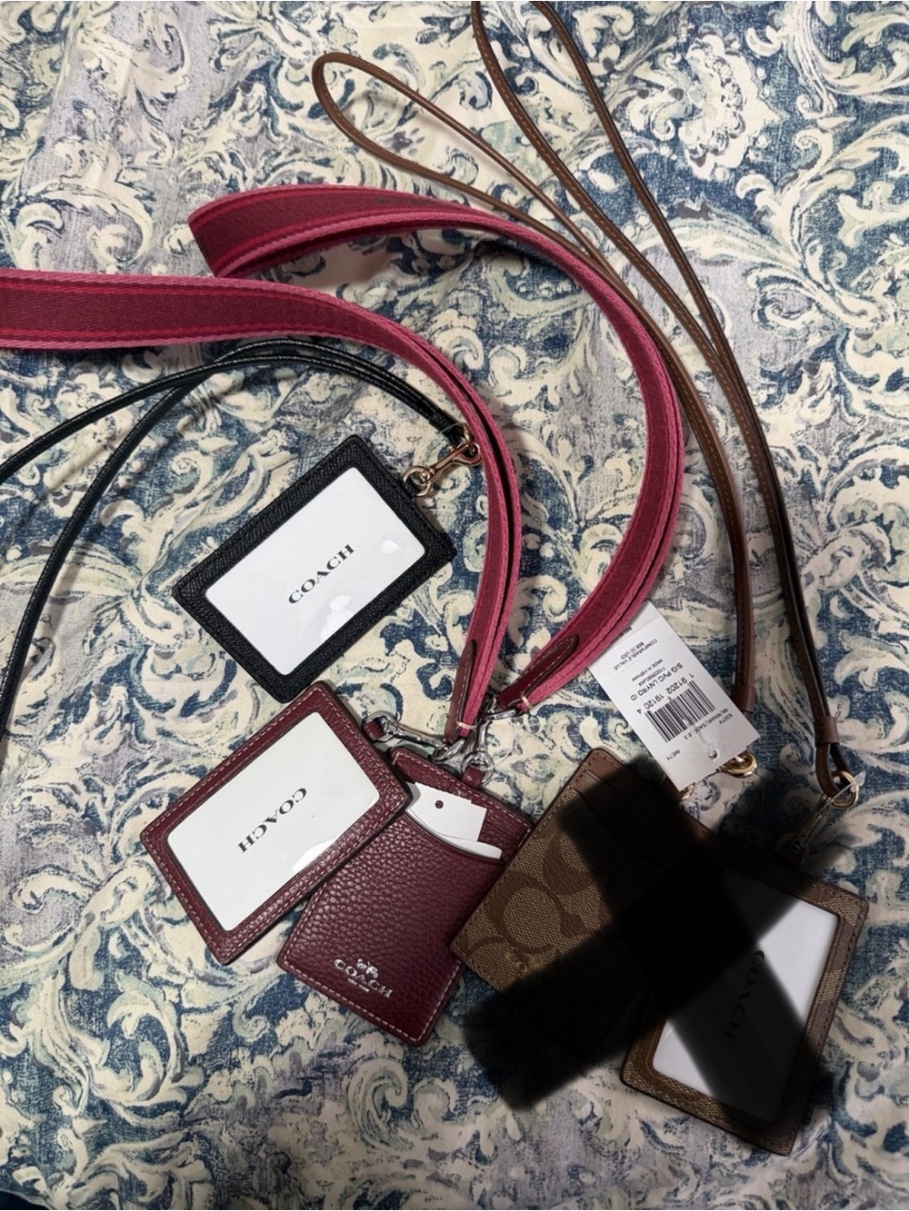 2 Coach Burgandy & 1 Blk Leather Card Holder w/Strap•PRICE FOR ONE